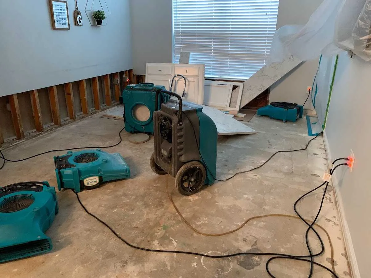Dehumidifier in flood-cut room for Water Damage Restoration in Dingman